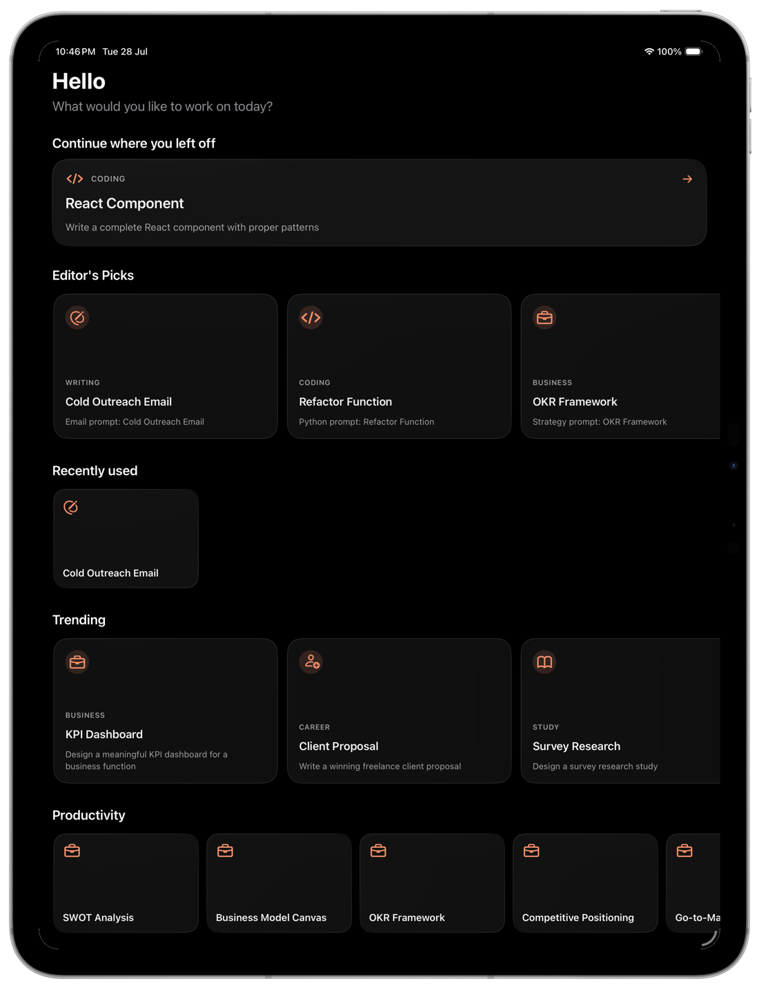 Prompt Mint on iPad